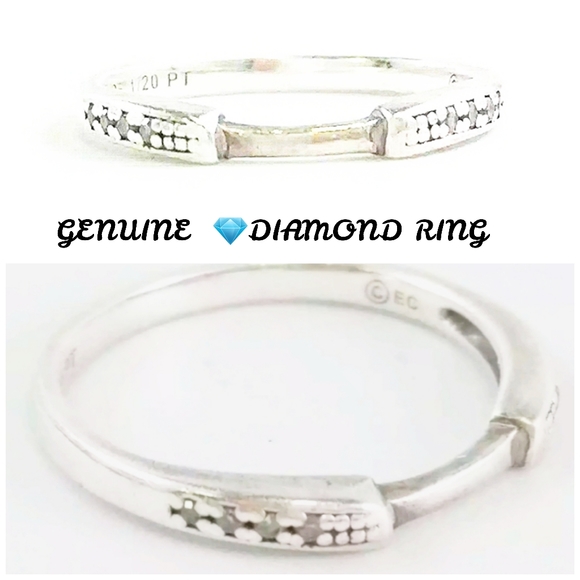 🎀Clearance🎀 VTG GENUINE DIAMONDS 💎 STERLING SILVER PLATINUM RING See pics.